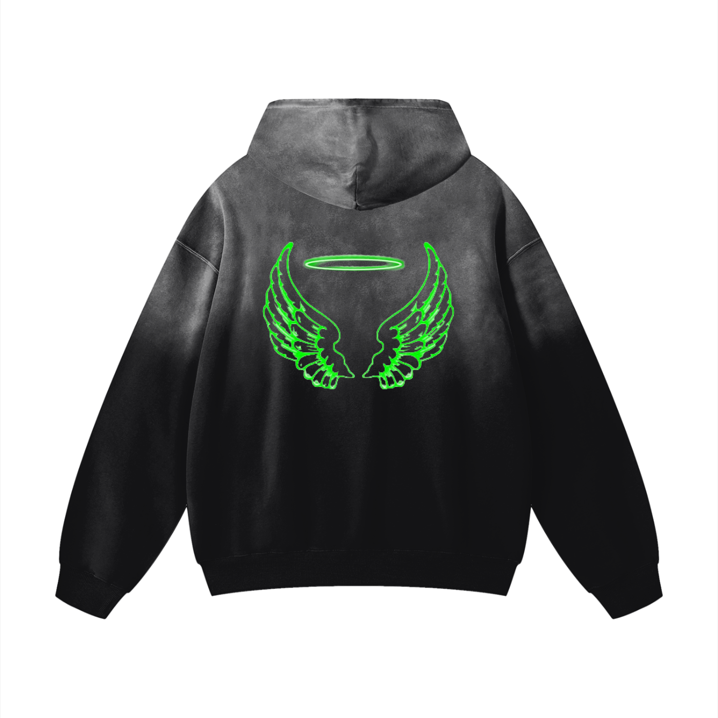 Heavyweight Sunfade Oversized Green Angel Hoodie