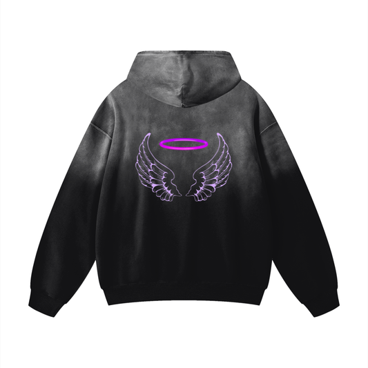Heavyweight Sunfade Oversized Purple Angel Hoodie